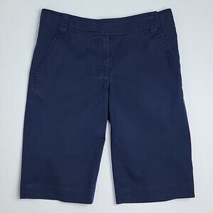 Tory Burch Navy Blue‎ Bermuda Cotton Blend Shorts 0